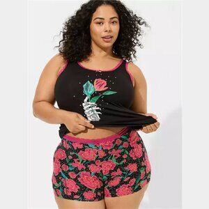 Torrid - Foxy Lace Trim Sleep Boyshort / Booty Short in Jenna Pop Floral & Black